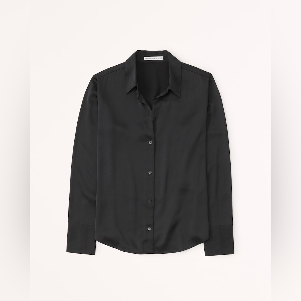 Abercrombie & Fitch Long-Sleeve Satin Button Up Shirt XL